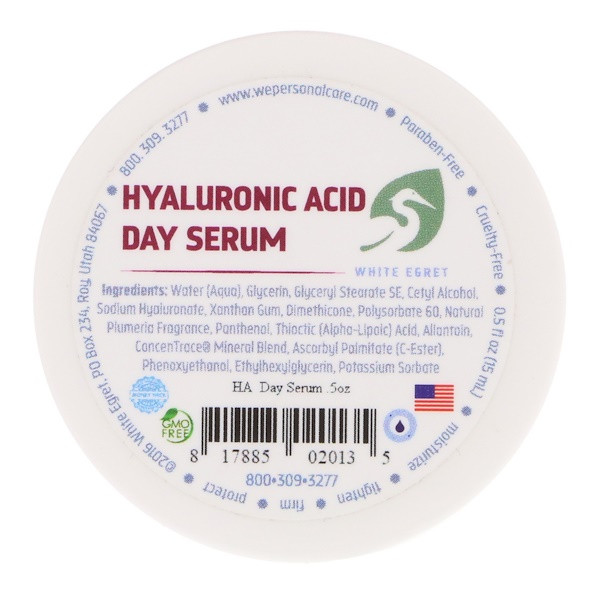 White Egret Personal Care, Hyaluronic Acid, Day Serum, .5 oz