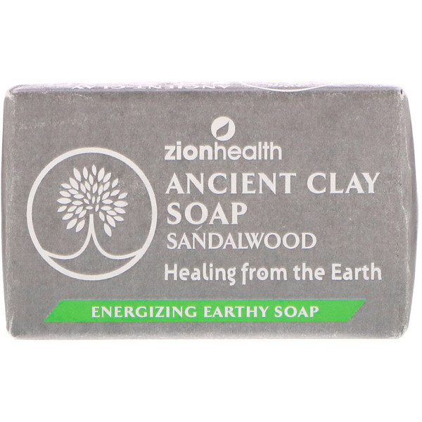 3 PACK OF Zion Health, Ancient Clay Soap, Sandalwood, 6 oz (170 g)