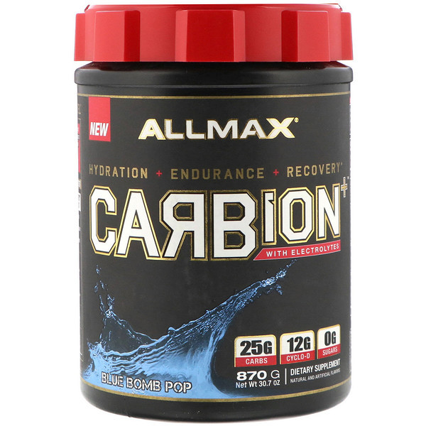 ALLMAX Nutrition, CARBion+ with Electrolytes + Hydration, Gluten-Free + Vegan Certified, Blue Bomb Pop, 1.91 lbs (870 g)
