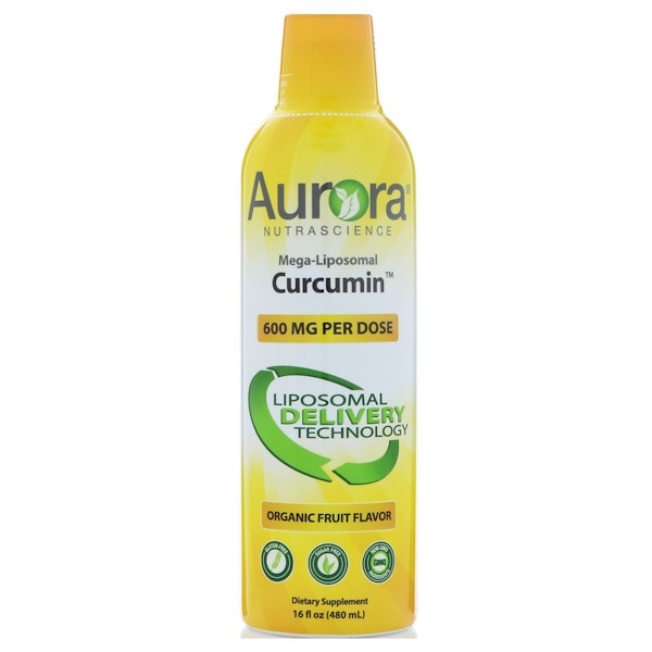 Aurora Nutrascience, Mega-Liposomal Curcumin, Organic Fruit Flavor, 600 mg, 16 fl oz (480 ml)