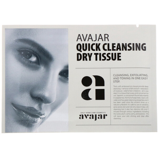 Avajar, Quick Cleansing Dry Tissue, 15 Tissues