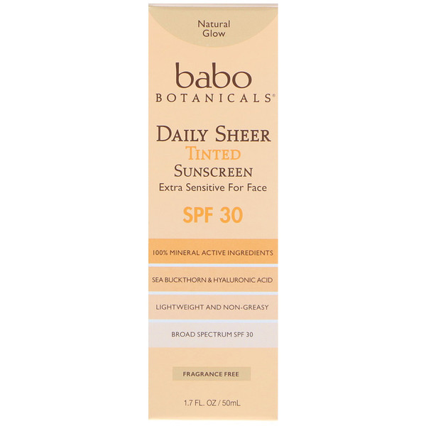 Babo Botanicals Daily Sheer Tinted Sunscreen Extra Sensitive For Face SPF 30 -- 1.7 fl oz