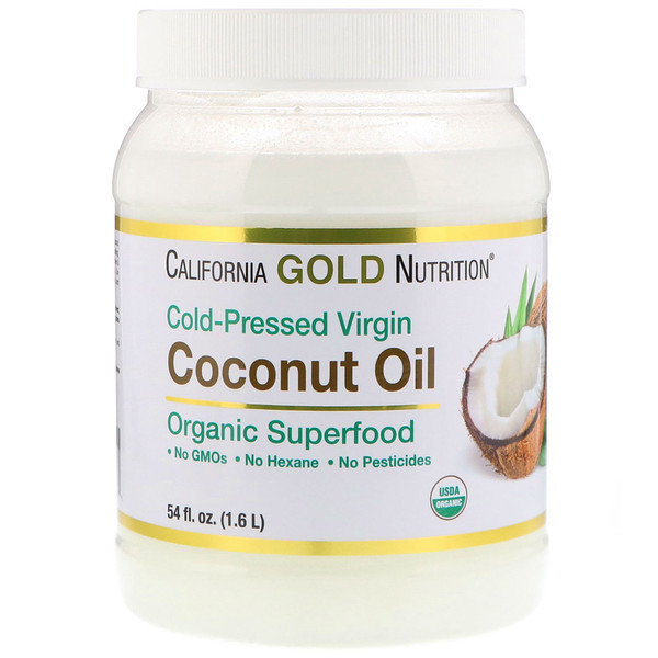 California Gold Nutrition, Cold-Pressed Organic Virgin Coconut Oil, 54 fl oz (1.6 L)