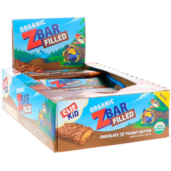 Clif Kid Organic Zbar Filled Chocolate & Peanut Butter -- 12 Bars