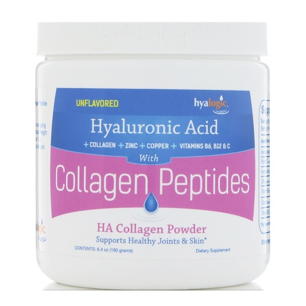 Hyalogic , HA Collagen Powder, Hyaluronic Acid with Collagen Peptides, Unflavored,  6.4 oz (180 g)
