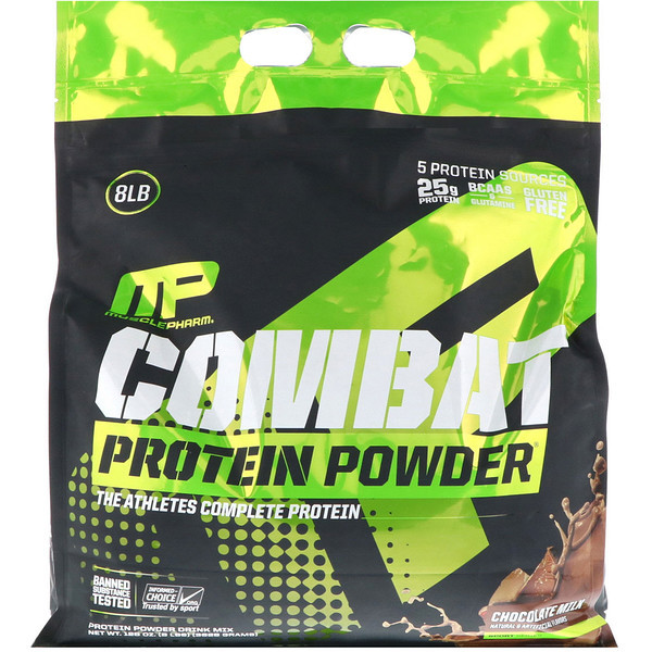 MusclePharm, Combat Protein Powder, Chocolate Milk, 8 lbs (3629 g)
