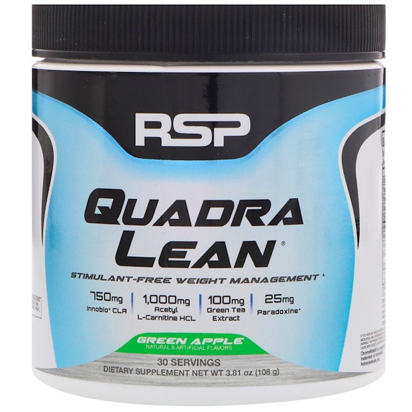 RSP Nutrition, Quadra Lean, Stimulant-Free Weight Management, Green Apple, 3.81 oz (108 g)