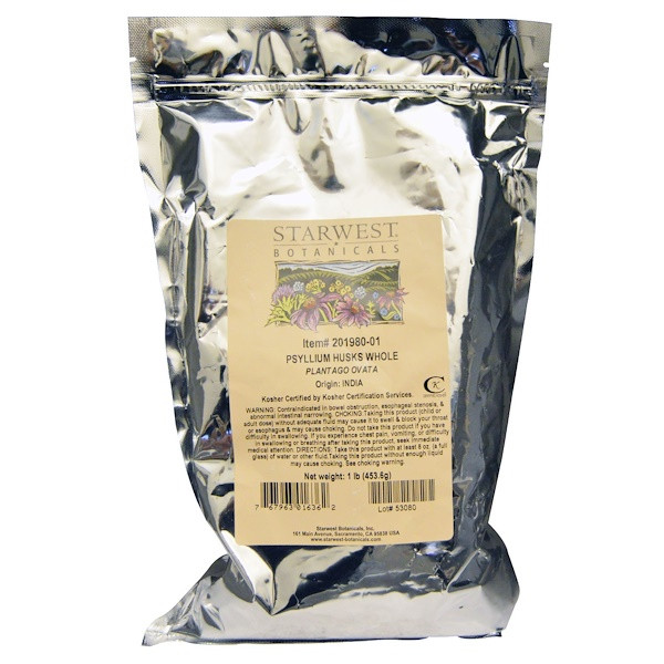 Starwest Botanicals, Psyllium Husks Whole, 1 lb (453.6 g)