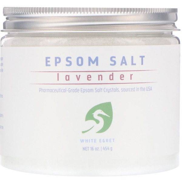 White Egret Personal Care, Epsom Salt, Lavender, 16 oz (454 g)