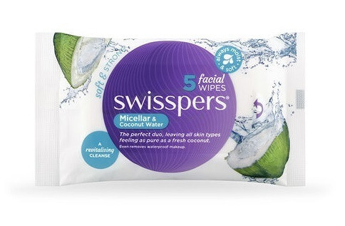 3 PACK OF Swisspers Micellar & Coconut Water Facial Wipes 5 Pack