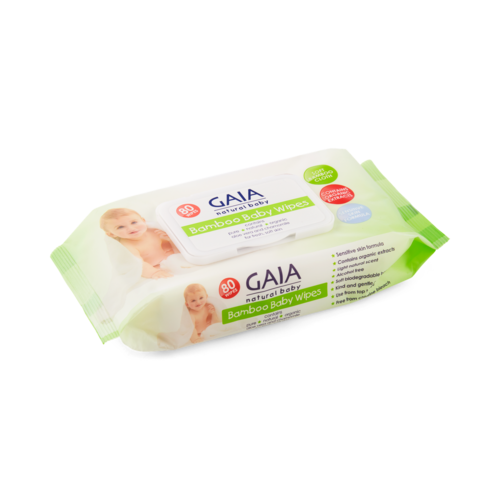 3 PACK OF GAIA Natural Baby Bamboo Wipes 80 Pack