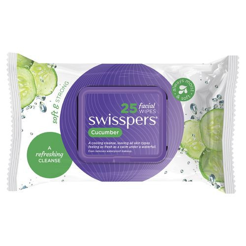 3 PACK OF Swisspers Facial Cleansing Wipes Cucumber 25 Wipes