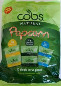 3 PACK OF Cobs Natural Popcorn Multipack 130G (10 Pack)