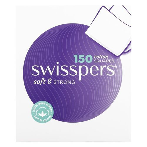 3 PACK OF Swisspers Cotton Squares 150 Pack