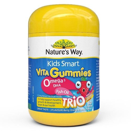 3 PACK OF Natures Way Kids Smart Vita Gummies Omega-3 Fish Oil 60 Gummies