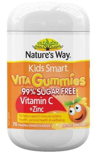 3 PACK OF Natures Way Kids Smart Vita Gummies Vitamin C + Zinc 70 Pastilles