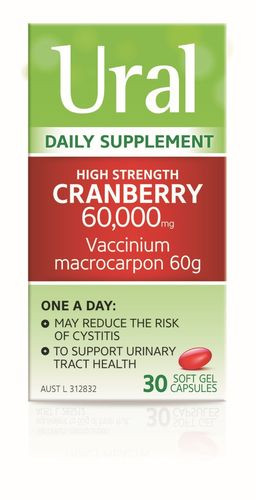 3 PACK OF Ural High Strength Cranberry 60000mg 30 Soft Gel Capsules