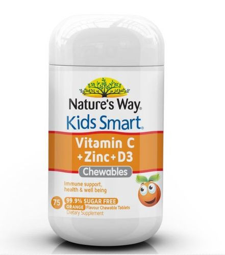3 PACK OF Natures Way Kids Smart Vitamin C + Zinc + D3 75 Tablets