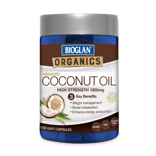 3 PACK OF Bioglan Organics Organic Coconut Oil 100 Capsules