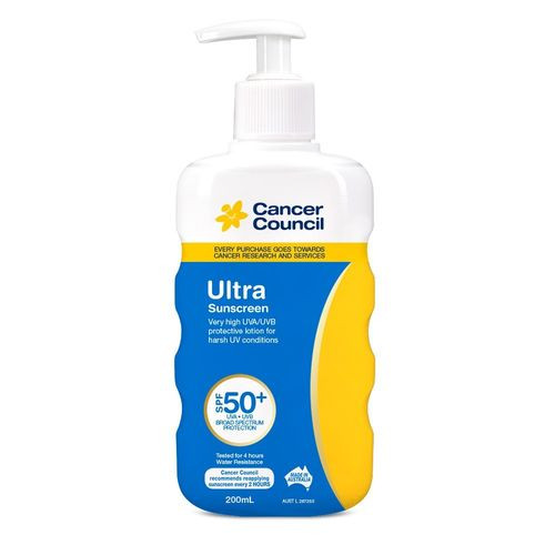 3 PACK OF Cancer Council Ultra Sunscreen SPF50+ Pump 200ml