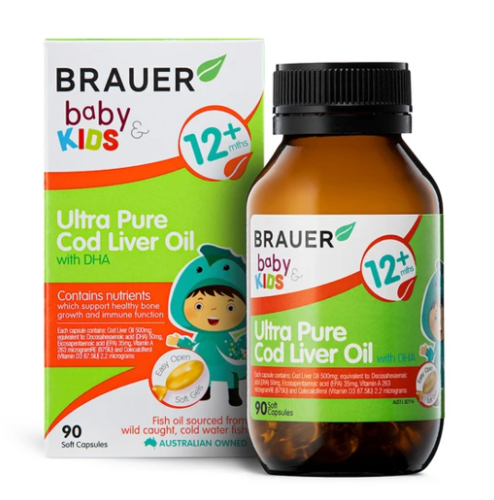 3 PACK OF Brauer Baby & Kids Ultra Pure Cod Liver Oil With DHA 90 Capsules