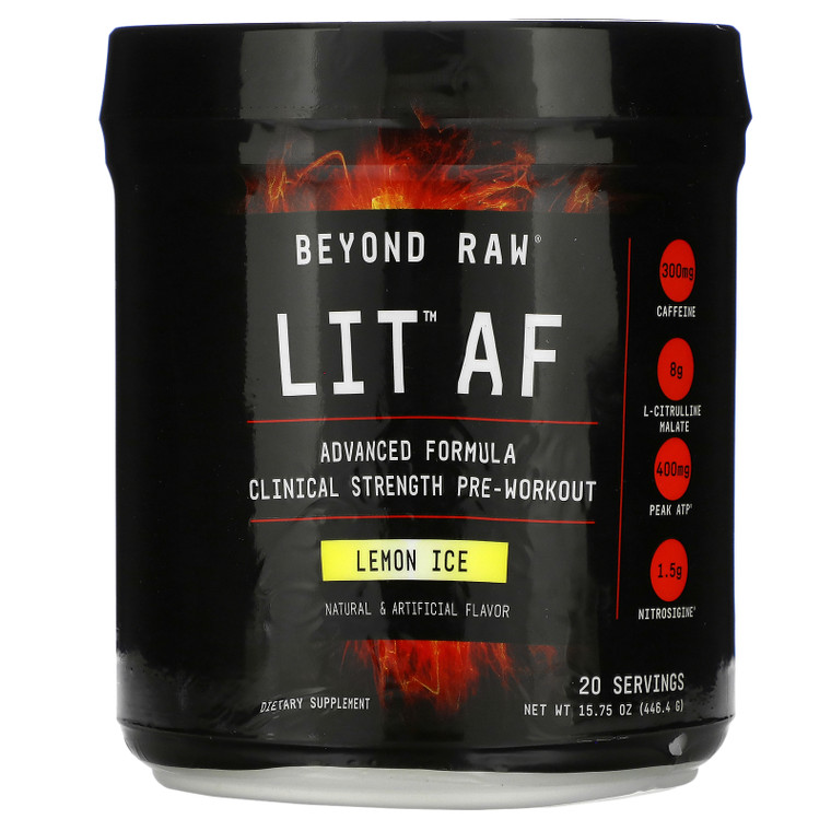 GNC Beyond Raw, LIT AF, Clinical Strength Pre-Workout, Lemon Ice, 15.75 oz (446.4 g),GNC Beyond Raw, LIT AF, Clinical Strength Pre-Workout, Lemon Ice, 15.75 oz (446.4 g)