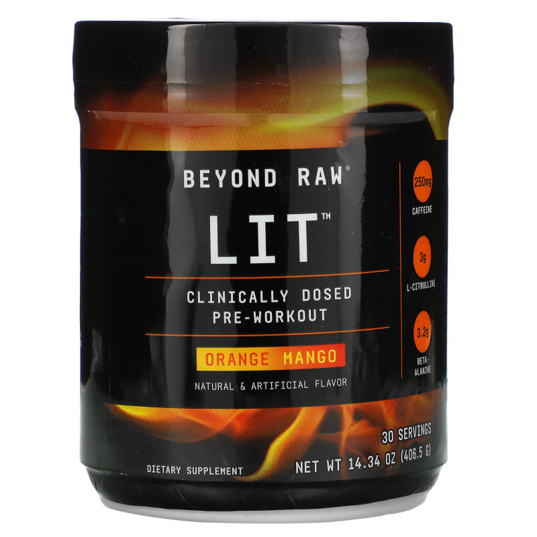 GNC Beyond Raw, LIT, Clinically Dosed Pre-Workout, Orange Mango, 14.34 oz (406.5 g),GNC Beyond Raw, LIT, Clinically Dosed Pre-Workout, Orange Mango, 14.34 oz (406.5 g)