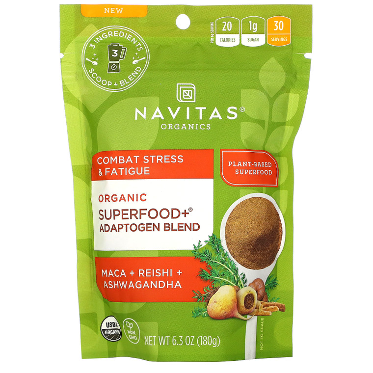 Navitas Organics, Organic Superfood+ Adaptogen Blend, Maca + Reishi + Ashwagandha, 6.3 oz (180 g),Navitas Organics, Organic Superfood+ Adaptogen Blend, Maca + Reishi + Ashwagandha, 6.3 oz (180 g)