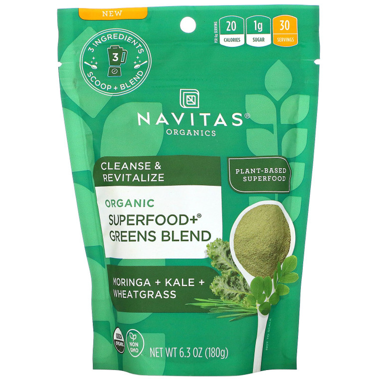 Navitas Organics, Organic Superfood+ Greens Blend, Moringa + Kale + Wheatgrass, 6.3 oz (180 g),Navitas Organics, Organic Superfood+ Greens Blend, Moringa + Kale + Wheatgrass, 6.3 oz (180 g)
