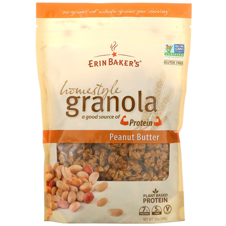 3 PACK OF Erin Baker's, Homestyle Granola, Peanut Butter, 12 oz (340 g),Erin Baker's, Homestyle Granola, Peanut Butter, 12 oz (340 g)