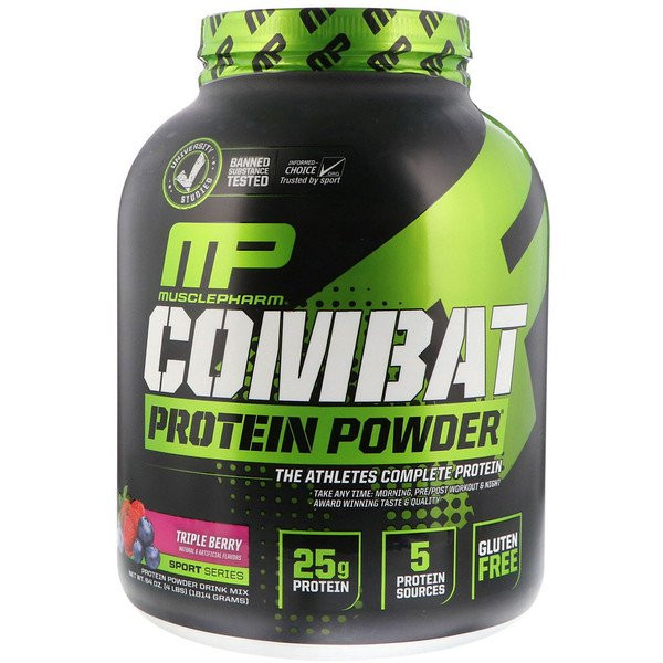 MusclePharm, Combat Protein Powder, Triple Berry, 4 lbs (1814 g)