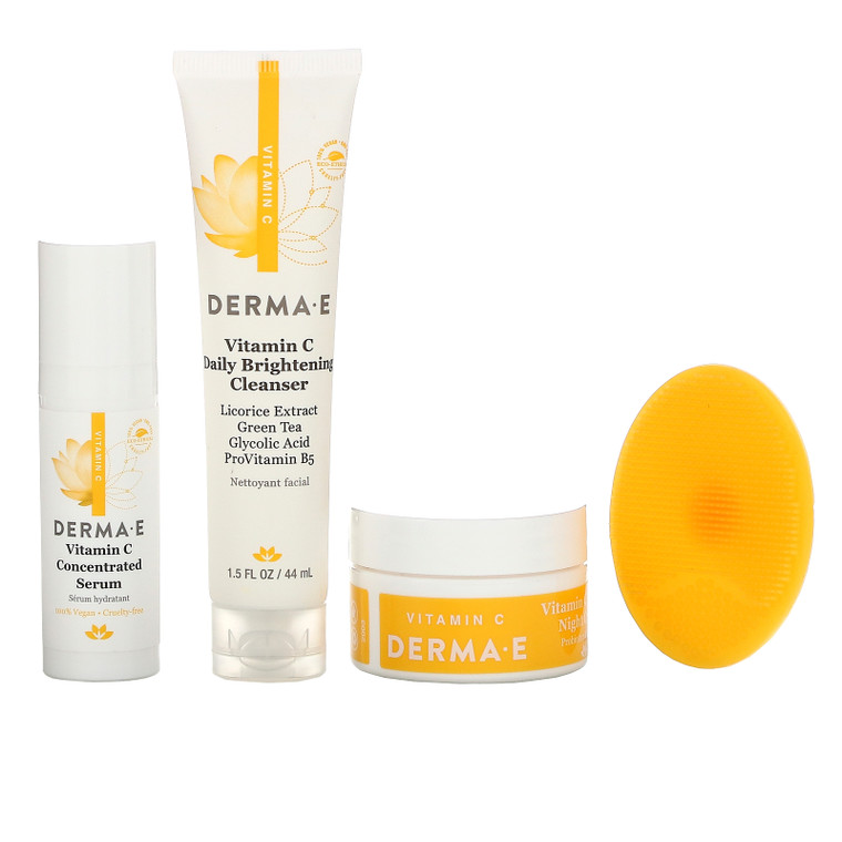 Derma E, Brighten & Go, Clean Beauty Travel Kit, 5 Piece Kit