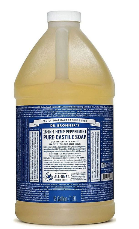 Dr. Bronners Pure Castile Liquid Soap Peppermint -- 64 fl oz