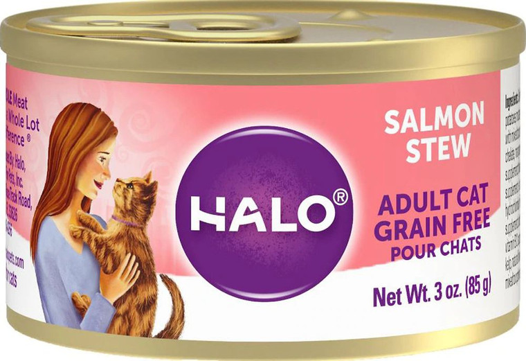 Halo Purely For Pets Adult Wet Cat Food Grain Free Salmon Stew -- 3 oz Each / Pack of 12