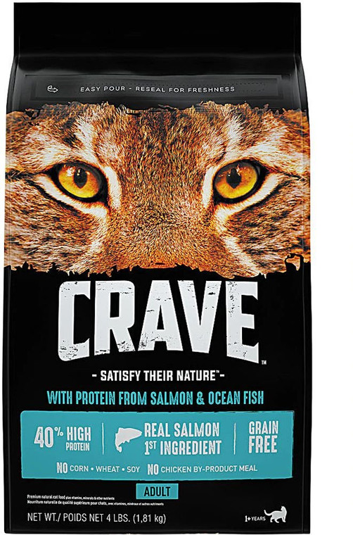 Crave Adult Cat Food Salmon & Ocean Fish -- 4 lbs