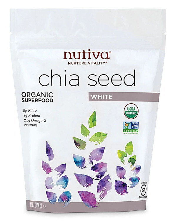 Nutiva Organic Chia Seeds White -- 12 oz