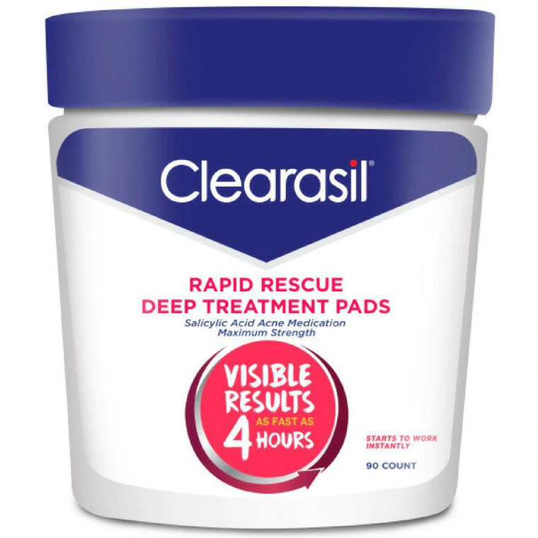 3 PACK of Clearasil Rapid Rescue Deep Treatment Facial Cleansing Pads -- 90 Pads