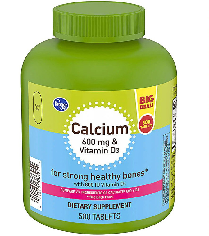 3 PACK of Kroger Calcium 600 mg & Vitamin D3 -- 500 Swabs