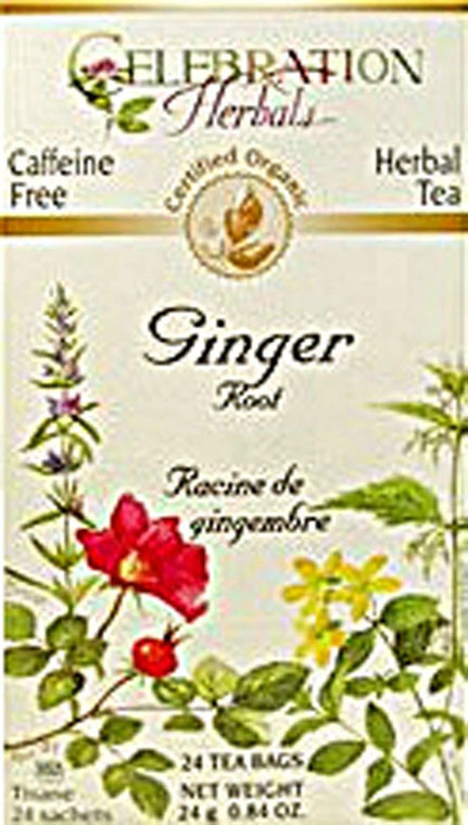 3 PACK of Celebration Herbals Organic Ginger Root Tea Caffeine Free -- 24 Herbal Tea Bags