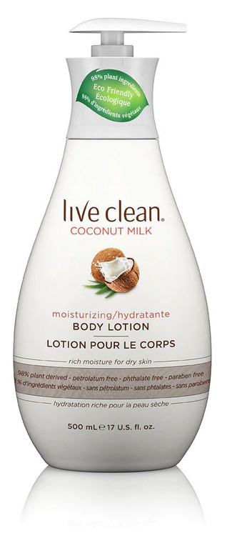 3 PACK of Live Clean Moisturizing Body Lotion Coconut Milk -- 17 fl oz
