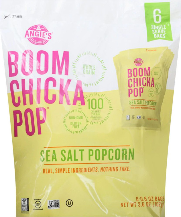 3 PACK of Angies Boomchickapop Popcorn Sea Salt -- 6 Bags