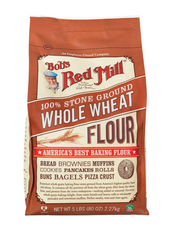 3 PACK of Bobs Red Mill Whole Wheat Flour -- 5 lbs