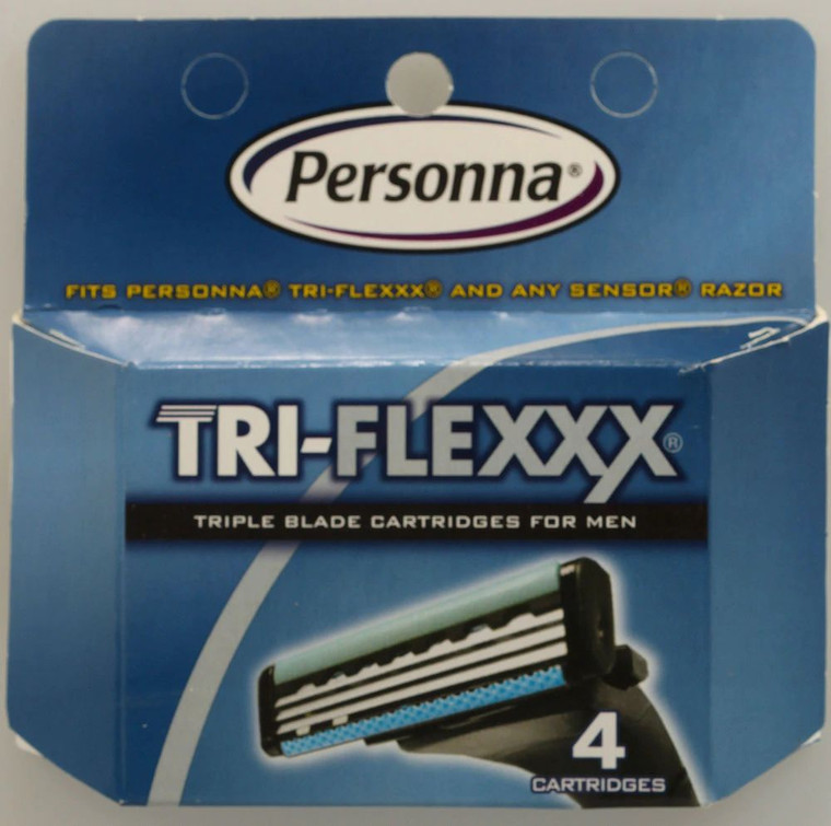 3 PACK of Personna Tri-Flexxx Razor System for Men Cartridge Refill -- 4 Cartridges