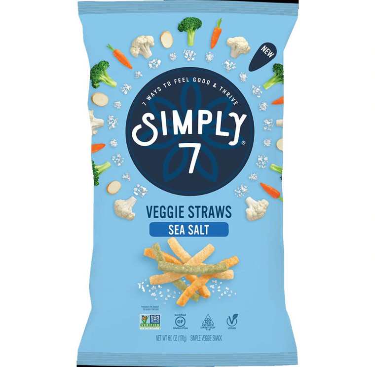 3 PACK of Simply 7 Veggie Straws Sea Salt -- 6 oz