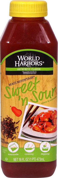 3 PACK of World Harbors Maui Mountain Sauce & Marinade Sweet 'n Sour -- 16 fl oz