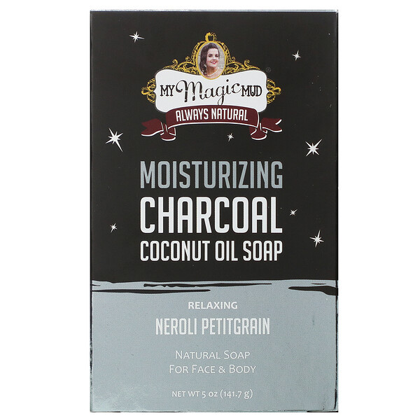3 PACK OF My Magic Mud, Moisturizing Charcoal, Coconut Oil Soap, Relaxing Neroli Petitgrain, 5 oz (141.7 g)