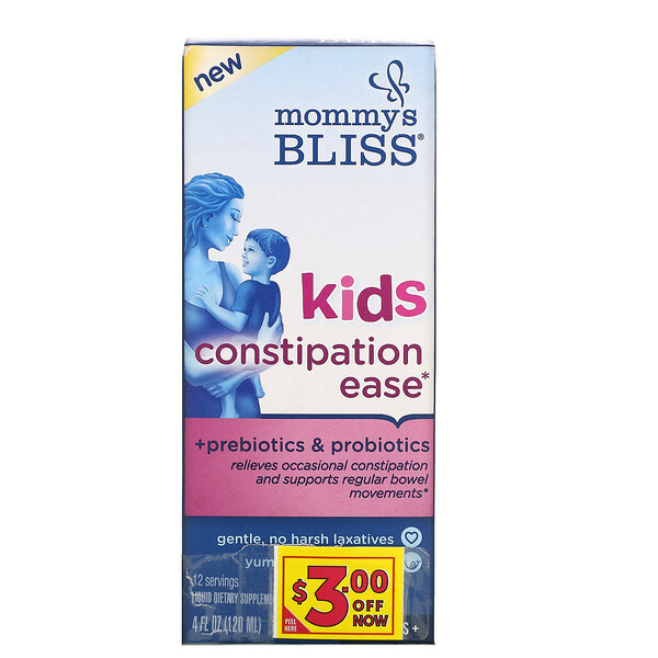 Mommys Bliss, Kids Constipation Ease, 4 Years+, Orange, 4 fl oz (120 ml)
