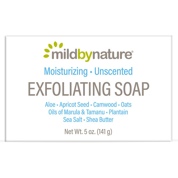 3 PACK OF Mild By Nature, Exfoliating Bar Soap, with Marula & Tamanu Oils plus Shea Butter, Unscented, 5 oz (141 g)