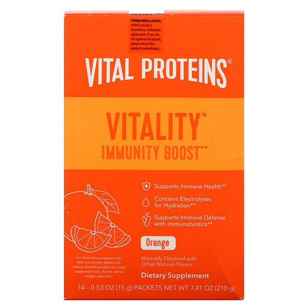 Vital Proteins, Vitality Immune Boost, Orange , 14 Packets, 0.53 oz (15 g)