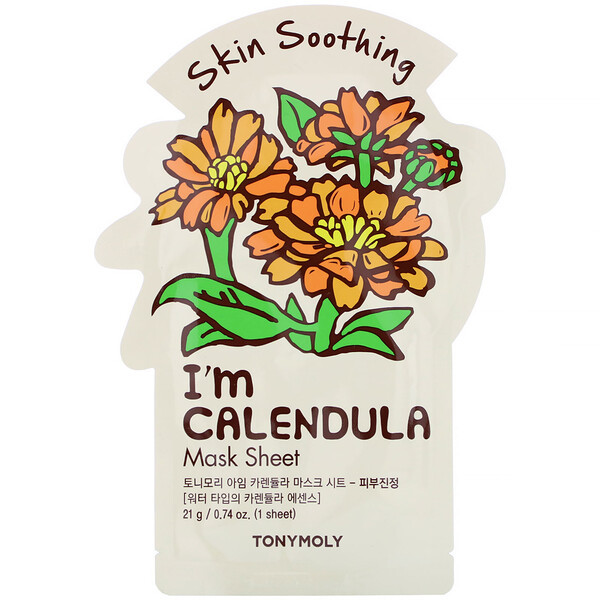 3 PACK OF Tony Moly, I'm Calendula, Skin Soothing Mask Sheet, 1 Sheet, 0.74 oz (21 g)